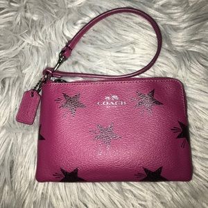 Coach Pink Corner ZIP Wristlet